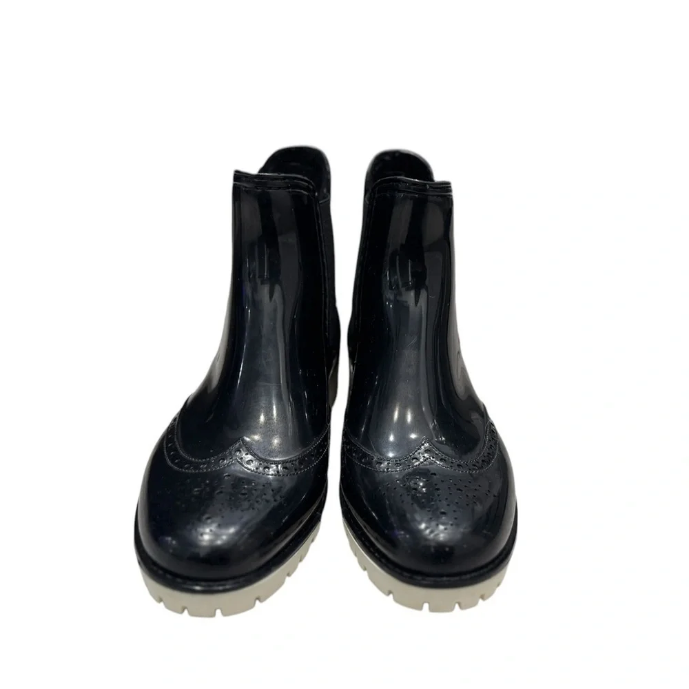 Men’s DAV Leeds Brogue Black & White Patent Leather Ankle Chunky Boots: 40/7-7.5